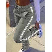 Lovely Casual Striped Fold Design Dark Grey Pants