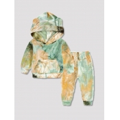 Lovely Casual Hooded Collar Tie Dye Olive Boy Two 