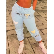 Lovely Casual Elastic Waist Letter Print Drawstrin
