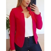 Lovely Formal Basic Skinny Red Blazer
