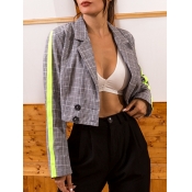 Lovely Formal Plaid Print Patchwork Multicolor Bla