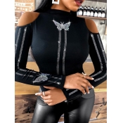 Lovely Chic Sequined Butterfly Decoration Hollow-o