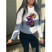 Lovely Casual Letter Print Patchwork White Hoodie