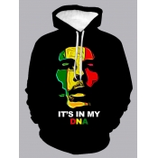 LW Men Graffiti Print Patchwork Hoodie