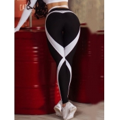 Lovely Sportswear Striped Patchwork White Leggings