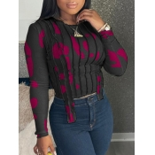 Lovely Casual O Neck Print Black T-shirt