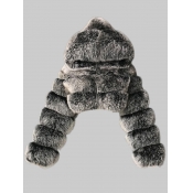Lovely Casual Hooded Collar Zipper Design Silver F