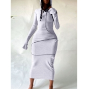 Lovely Casual Hooded Collar Basic Skinny White Mid
