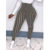 Lovely Chic Geometric Print Patchwork Khaki Pants