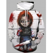 Lovely Street Hooded Collar Print White Boy Hoodie