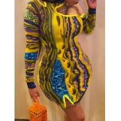 Lovely Chic Hollow-out Print Patchwork Yellow Mini
