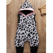 Lovely Casual Hooded Collar Leopard Print Girl One