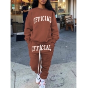 LW Plus Size Letter Print Drawstring Pants Set