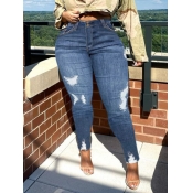 Lovely Street High-waisted Raw Edge Baby Blue Jean