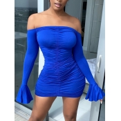 Lovely Chic Flared Off The Shoulder Fold Design Bl