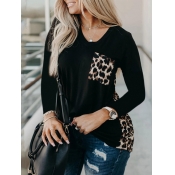 Lovely Plus Size Casual Leopard Print Pocket Desig