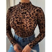 LW Street Half A Turtleneck Leopard Print Brown T-