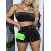 LW BASICS Off The Shoulder Drawstring Shorts Set