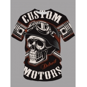 Lovely Men Trendy Skull Letter Print Patchwork Bla