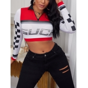 Lovely Chic Geometric Print Crop Top White T-shirt