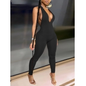 LW SXY Deep V Neck Backless Skinny Jumpsuit