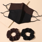 Lovely Casual Knit Black Face Mask(With Hair Band)
