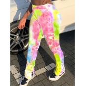 LW Casual Tie-dye Drawstring Multicolor Pants(No-p
