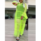 Lovely Plus Size Sweet Flared See-through Green Co