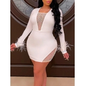 LW Plus Size Party Square Colla Patchwork White Mi