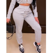 LW Sportswear Mid Waist Pocket Design Grey Pants