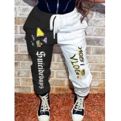 Lovely Casual Letter Print Drawstring White Pants