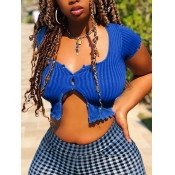 Lovely Sweet Striped Button Design Crop Top Baby B