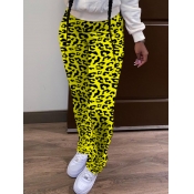 LW Casual Leopard Print Patchwork Yellow Pants(No-