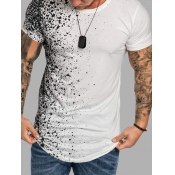 LW Men Casual O Neck Tie-dye White T-shirt