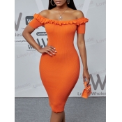 Lovely Elegant Off The Shoulder Flounce Design Ora