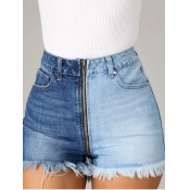 Lovely Trendy Raw Edge Zipper Design Baby Blue Den