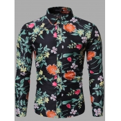 Lovely Men Trendy Floral Print Patchwork Black Shi