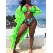 Lovely Sexy Money Print Patchwork Khaki Two-piece 