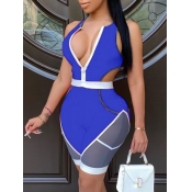 Lovely Sportswear Hollow-out Color-lump Royalblue 