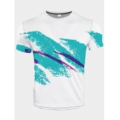 Lovely Men Casual O Neck Graffiti Print White T-sh