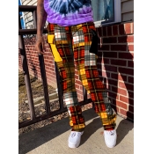 LW Street Plaid Print Side Pocket Multicolor Pants