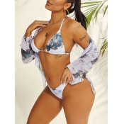 LW Marble Print Three-piece Swimsuit