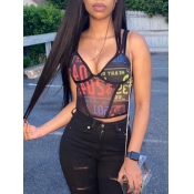 LW Letter Print See-through Camisole