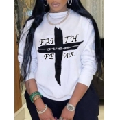 Lovely Street O Neck Letter Print White Hoodie