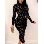 LW Mock Neck Geometric Print Dress
