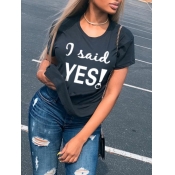 LW I Said Yes Letter Print T-shirt