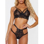 Lovely Sexy Lace Hollow-out Black Bra Sets
