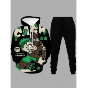 LW Men Cartoon Letter Print Sweatsuit Set