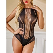 Lovely Sexy See-through Skinny Black Teddies