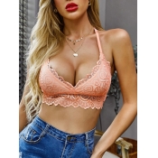 Lovely Chic V Neck Scalloped Pink Bustier